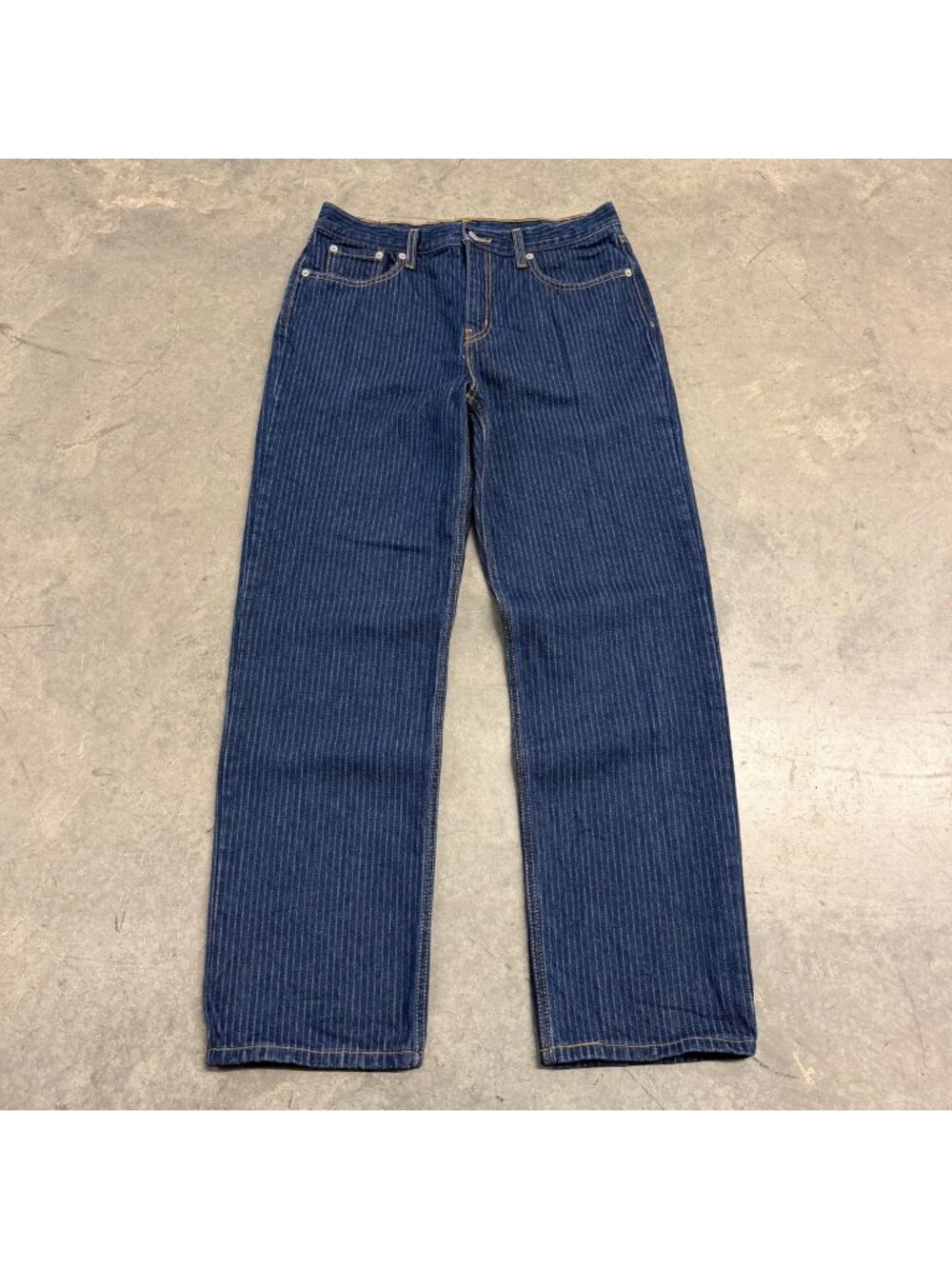 Levis Mens Indigo Pinstriped Denim Jeans W29 L30 Straight Fit